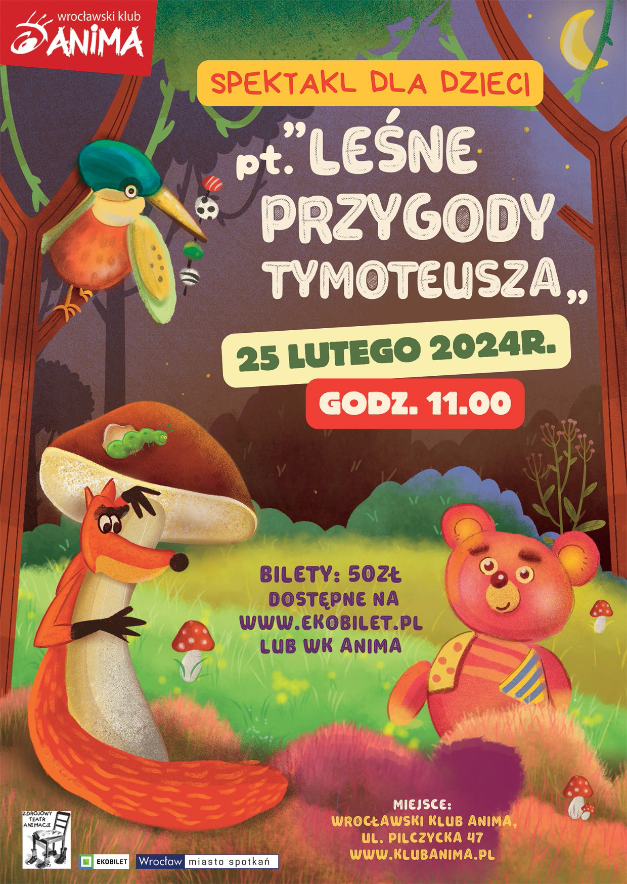 Leśne przygody Tymoteusza – spektakl teatralny dla dzieci +3